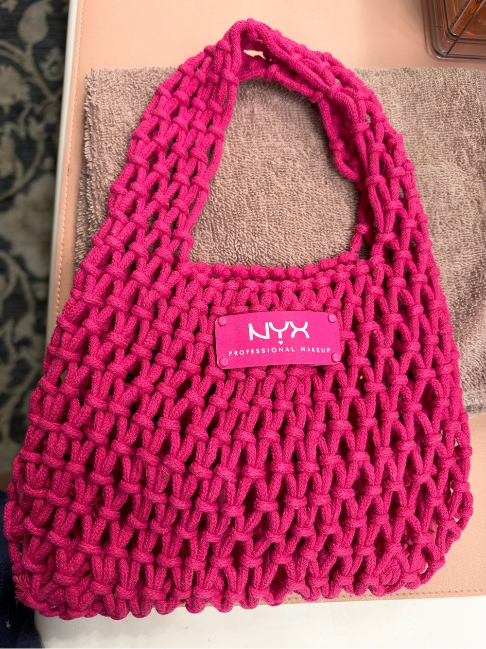 NYX Hot Pink Crocheted Shoulder Tote